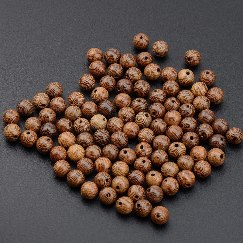 LPBeads 100PCS 8mm Natural Round Wood Beads for Jewelry Making with Crystal Stretch Cord - Image 3